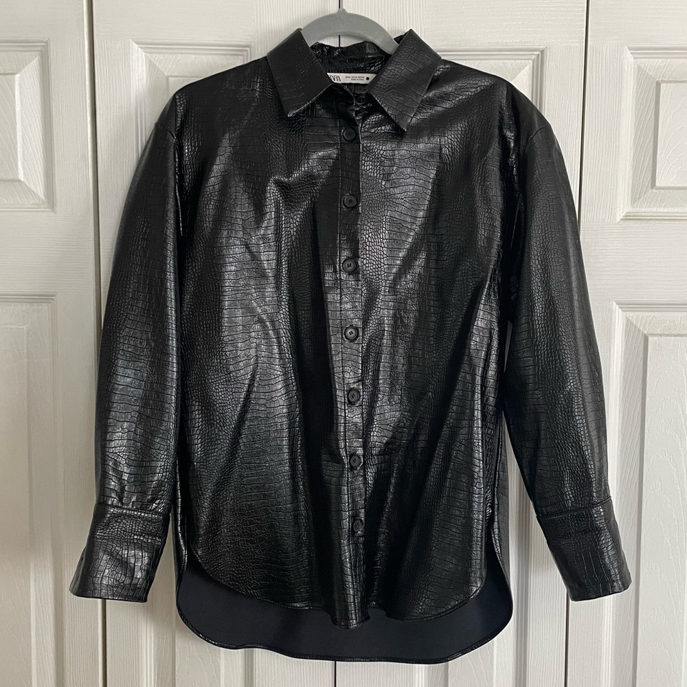 Zara Faux Leather Oversized Top Size Medium - image 1
